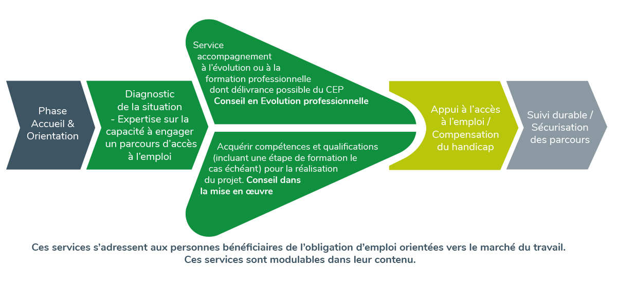 Schéma étapes de l’accompagnement vers l’emploi